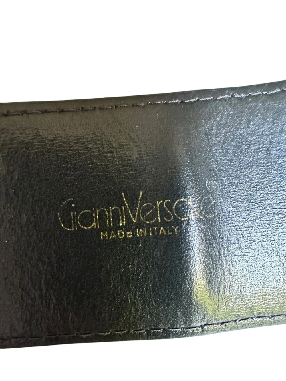 Women GIANNI VERSACE Blue Geometric Leather Belt Made In Italy Size 70/28